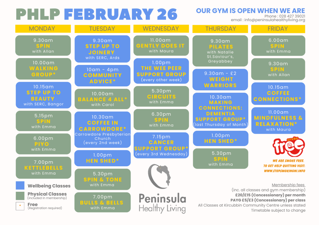 What's On phlp timetable template