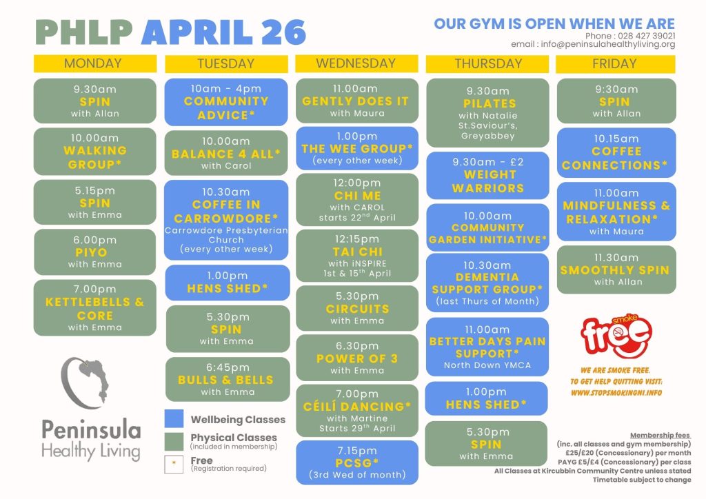 Timetable April 2026