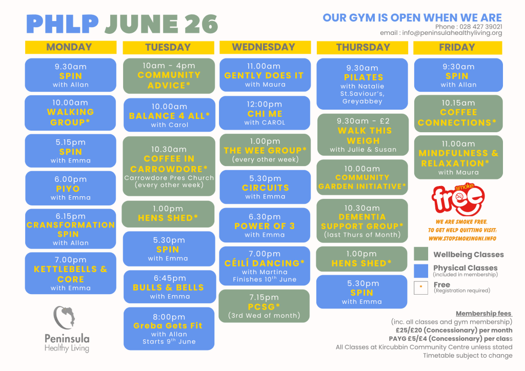 What's On june timetable